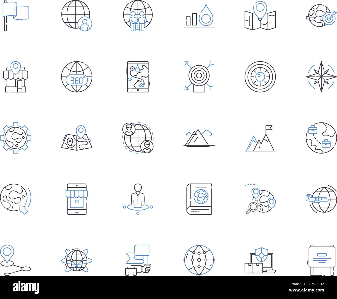 Geo inference hi res stock photography - Geolocation Line Icons Collection Tracking Mapping Location Gps Navigation Positioning Geo Fencing Vector And Linear Illustration Proximity 2PNFED2