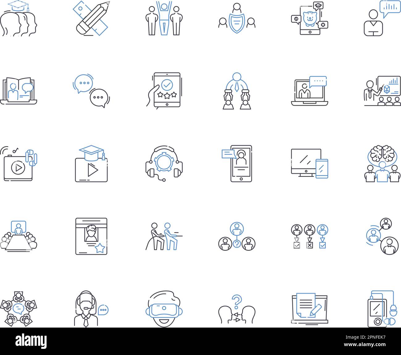 Conversation line icons collection. Dialogue, Talk, Exchange, Discussion, Discourse, Banter, Chat vector and linear illustration. Communication,Debate Stock Vector