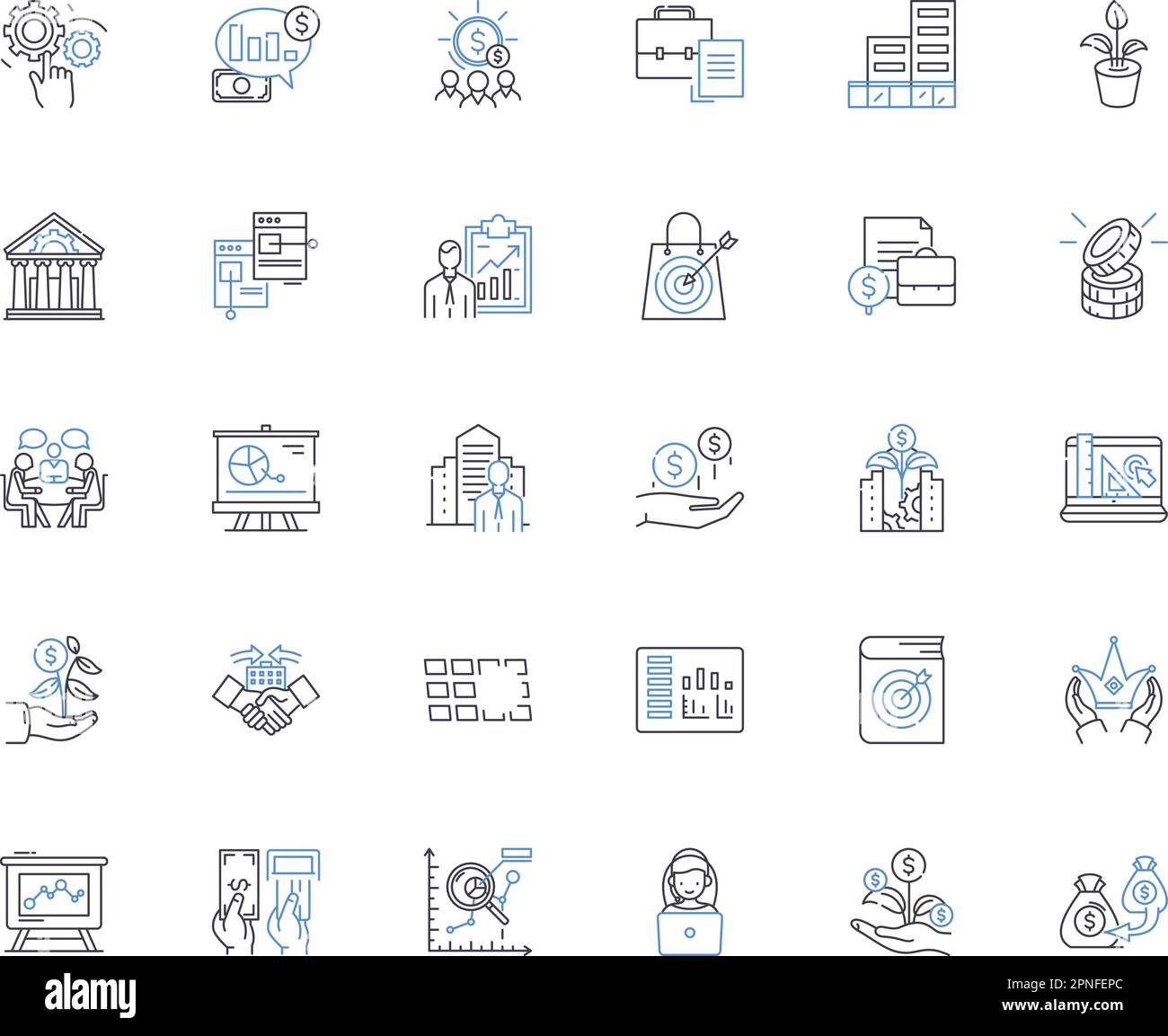 Economics line icons collection. Supply, Demand, Market, Inflation, Deflation, Monopoly, Competition vector and linear illustration. Price,Profit,Loss Stock Vector
