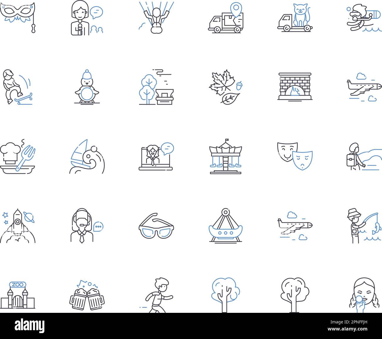 Break line icons collection. Pause , Relax , Rest , Breathe , Escape , Chill , Unwind vector and linear illustration. Takeoff ,Slack ,Timeout outline Stock Vector