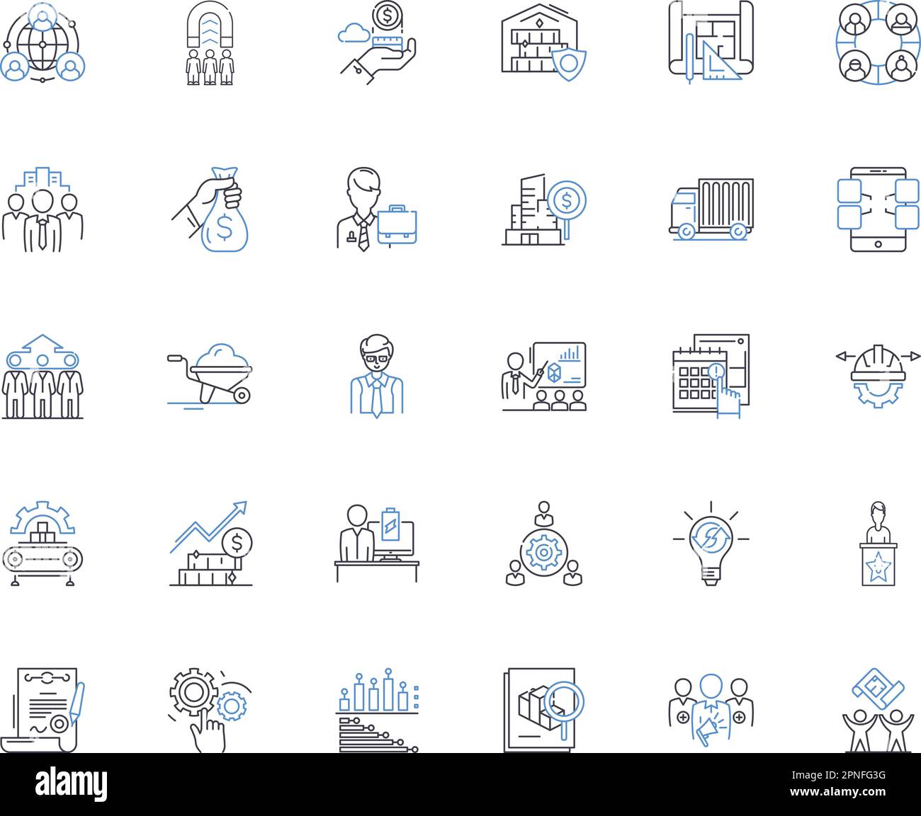 Line assembly line icons collection. Efficiency, Optimized, Streamlined ...