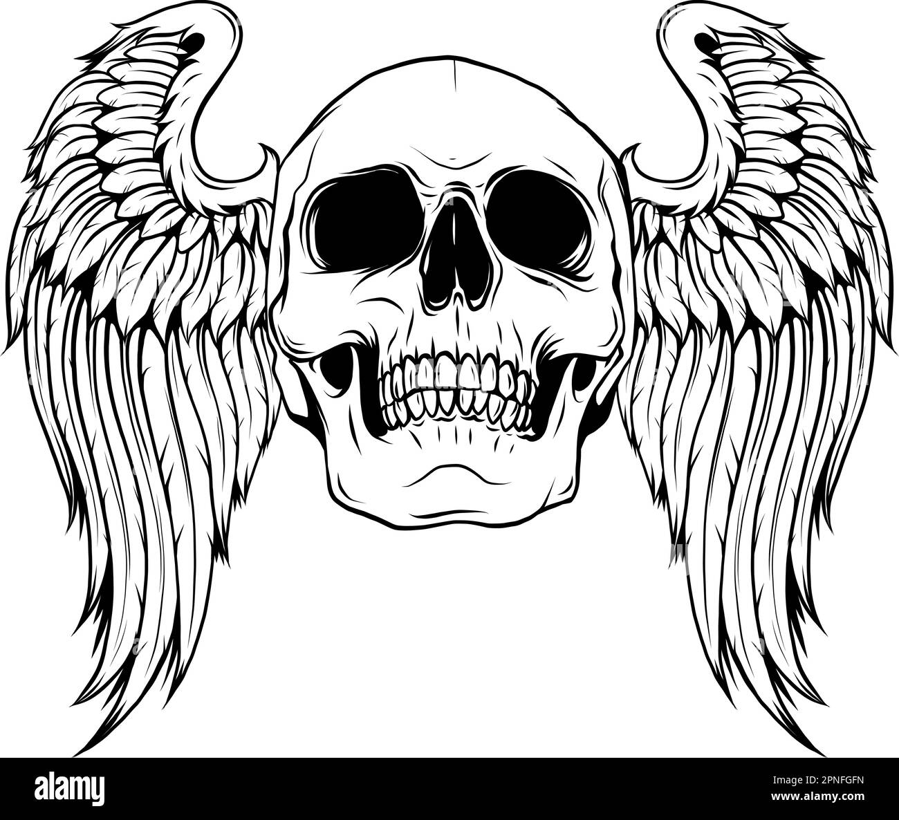 how to draw a skull with wings