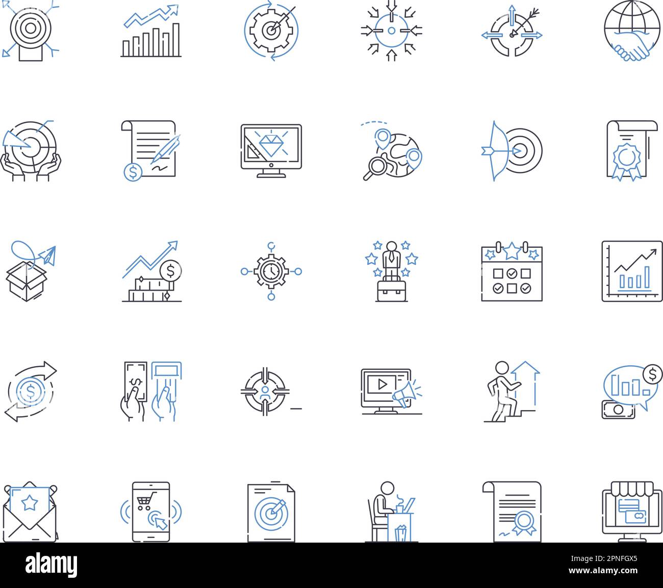 Organization triumph line icons collection. Coherence, Momentum ...