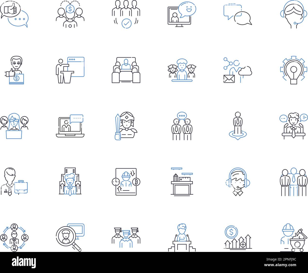 Professional journey line icons collection. Career, Progression