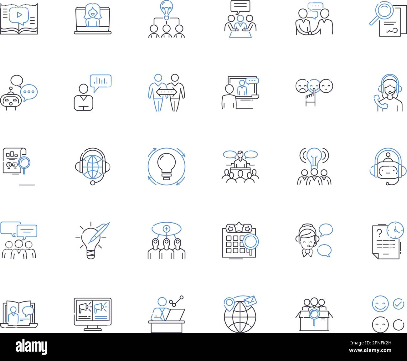 Querying and clarifications line icons collection. Inquiry ...