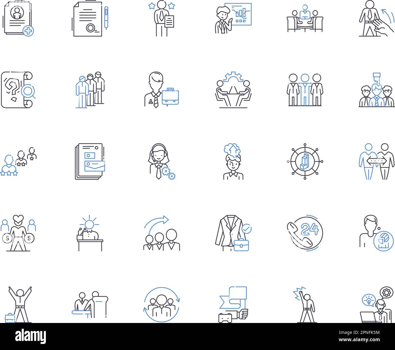 Administrative staff line icons collection. Organized, Detail-oriented, Multitasker, Efficient, Professional, Reliable, Resourceful vector and linear Stock Vector