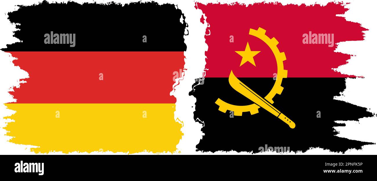 Angola and Germany grunge flags connection, vector Stock Vector