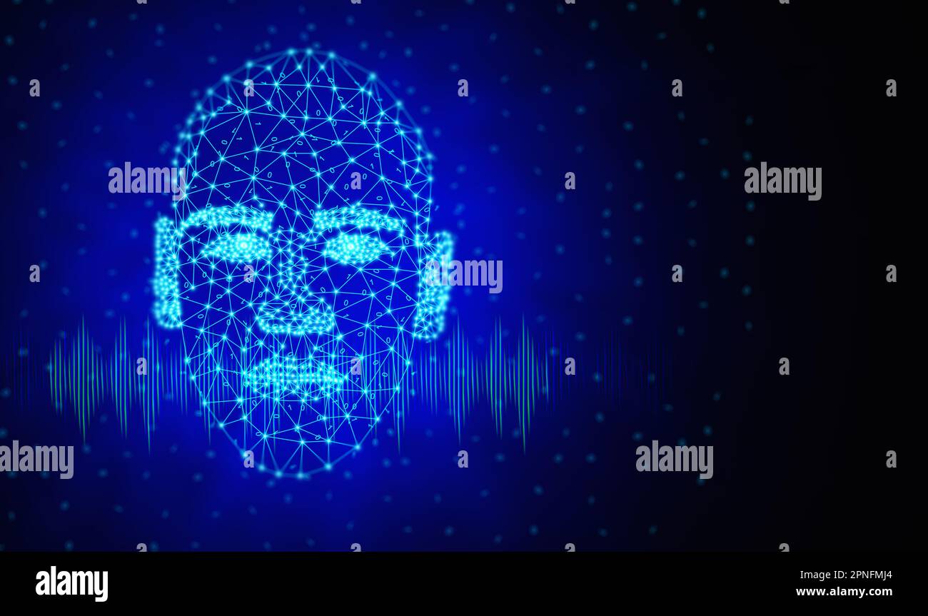 AI speaks and imitates the human voice, text-to-speech or TTS, speech synthesis applications, generative Artificial Intelligence, and futuristic techn Stock Photo