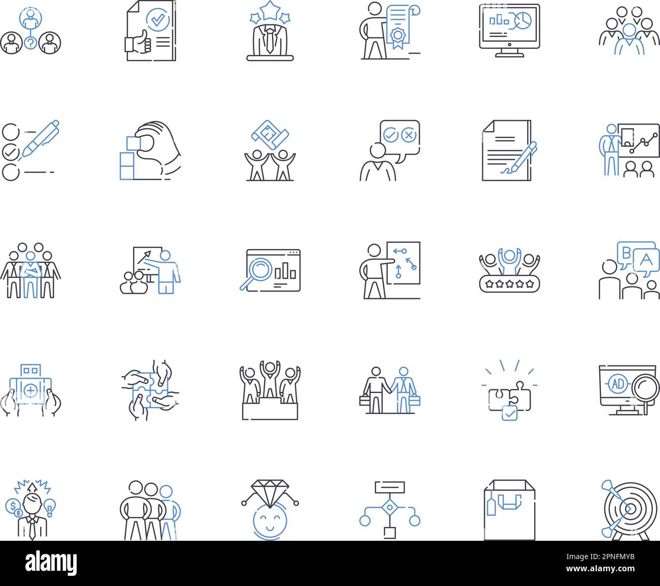 Scheme line icons collection. Syntax, Evaluation, Procedure, Recursion, Macro, Closure, Variable vector and linear illustration. List,Vector,Boolean Stock Vector