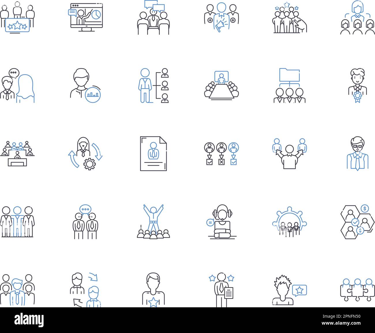 Managerial supervision line icons collection. Leadership, Oversight ...