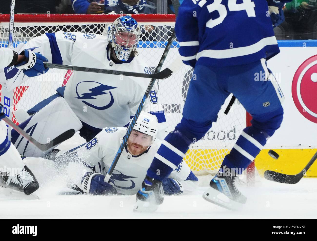 Tampa Bay Lightning goaltender Andrei Vasilevskiy (88) watches the puck