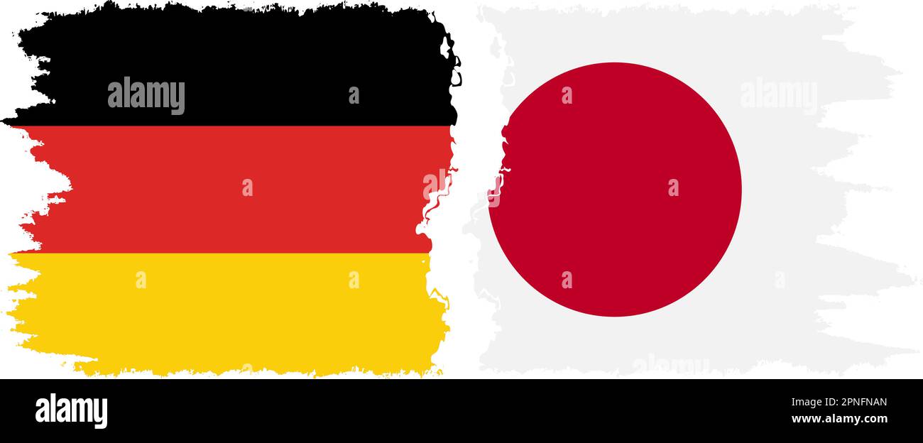 Japan and Germany grunge flags connection, vector Stock Vector