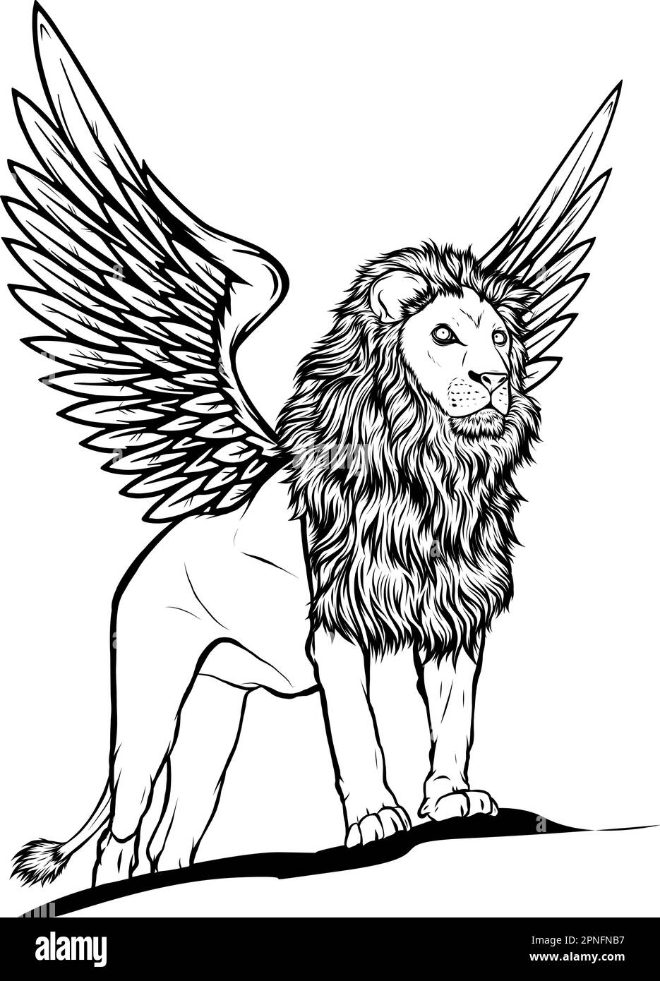 mythical winged lion vector illustration Stock Vector