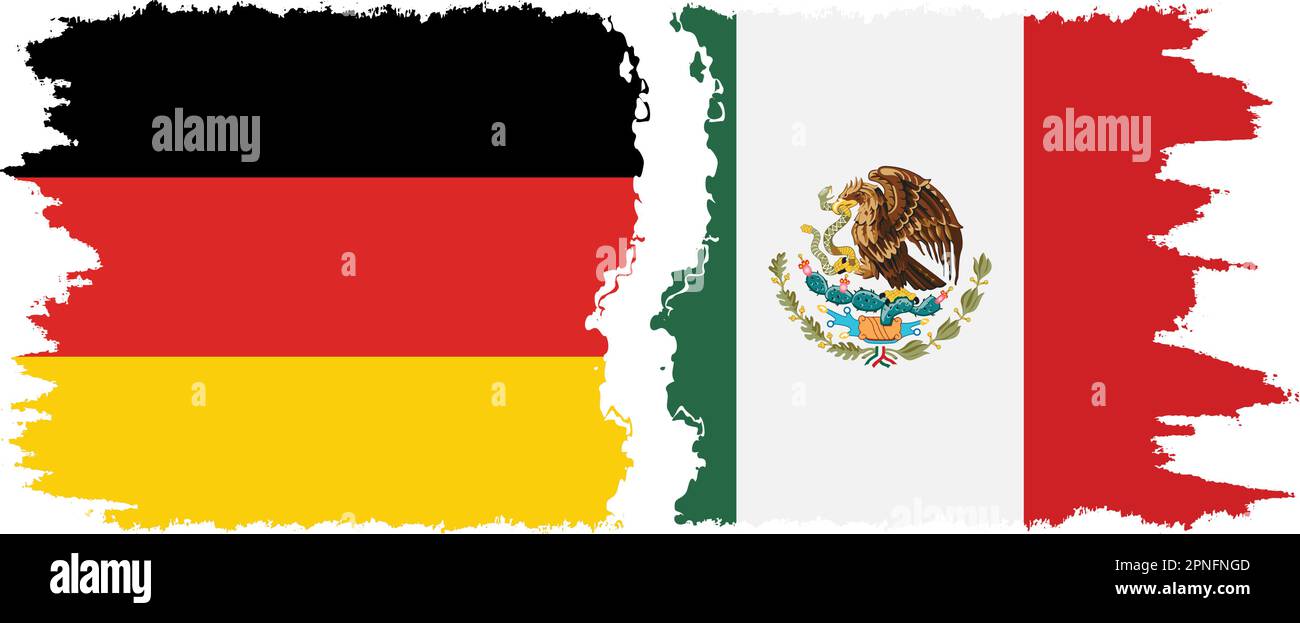 Mexico and Germany grunge flags connection, vector Stock Vector Image