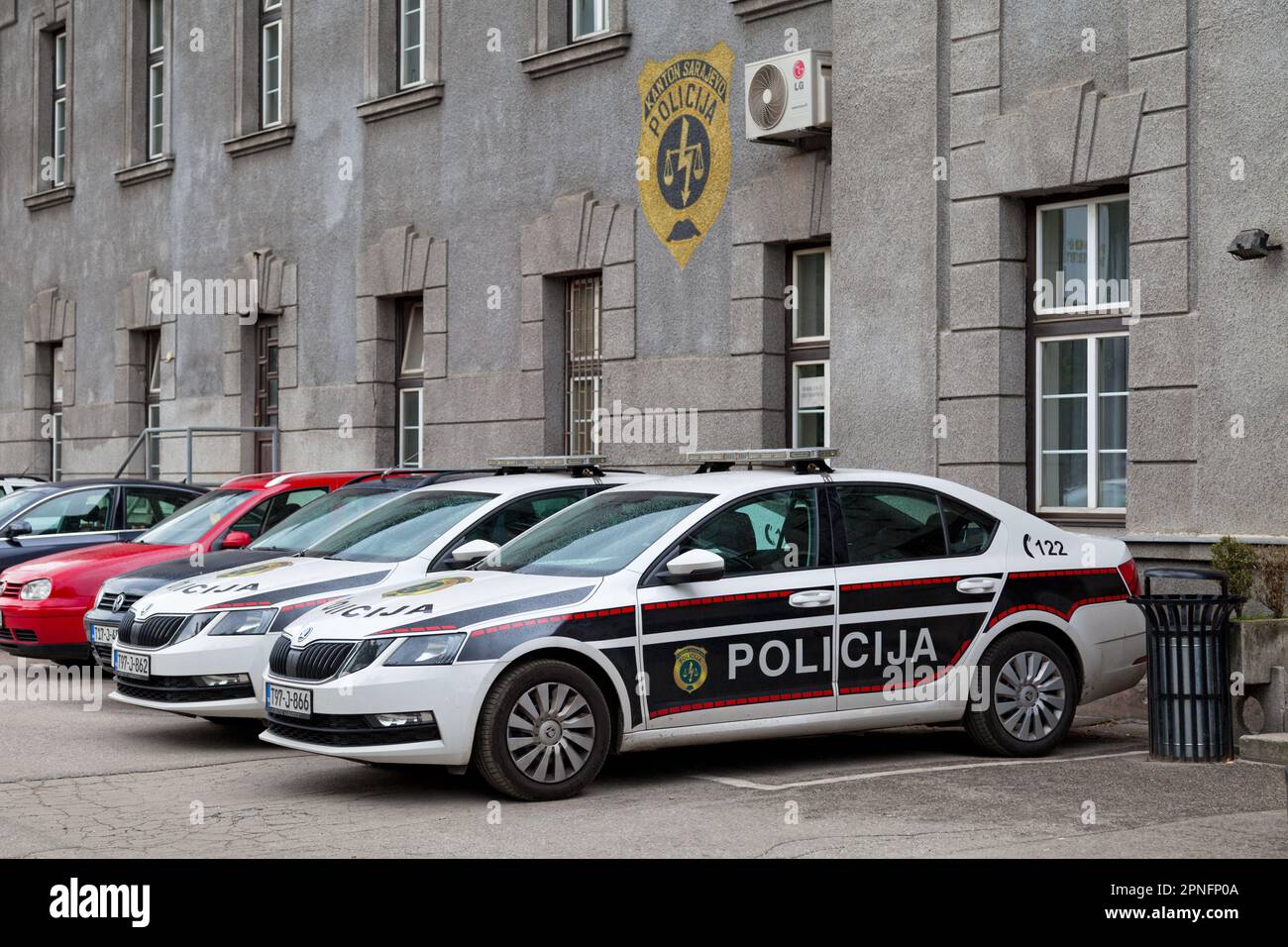 Sarajevo, Bosnia and Herzegovina May 26 2019 Police cars parked