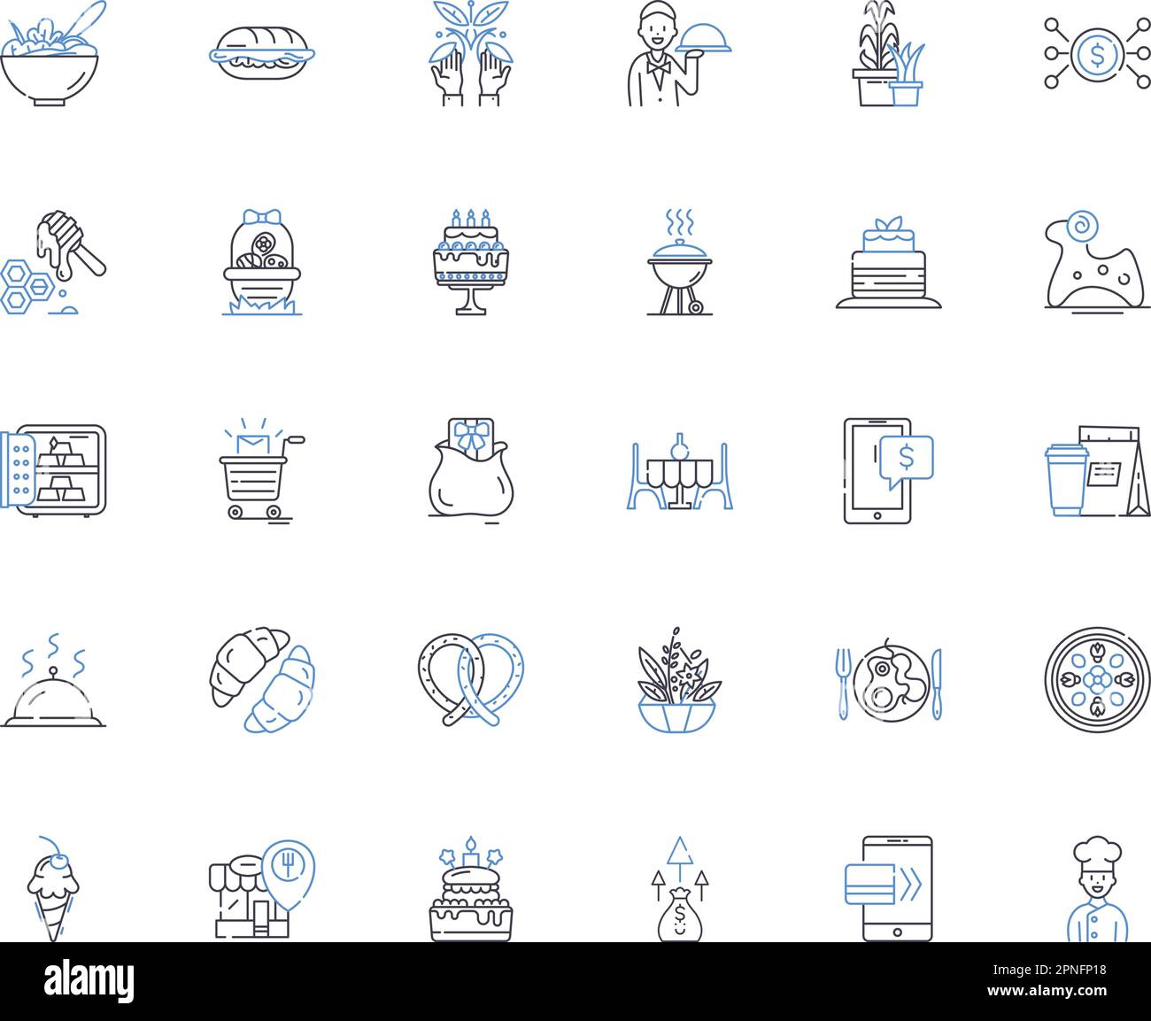 Donut shop line icons collection. Glazed, Sprinkles, Frosted, Chocolate