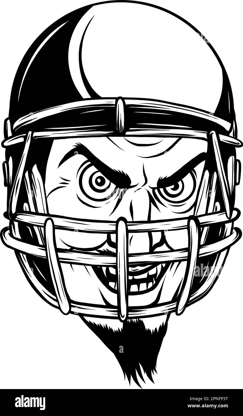 devils football team design with mascot wearing facemask and horns for school Stock Vector