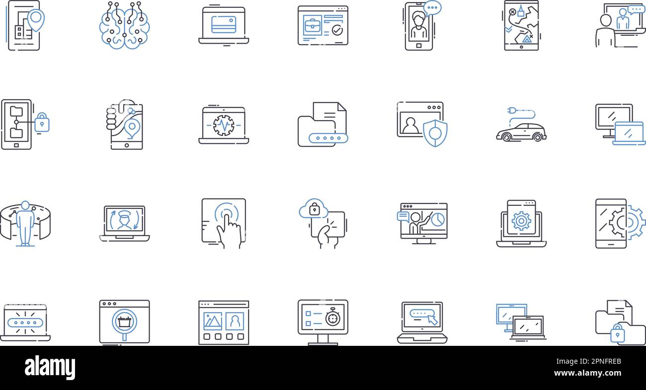 Digital line icons collection. Technology, Innovation, Connectivity ...