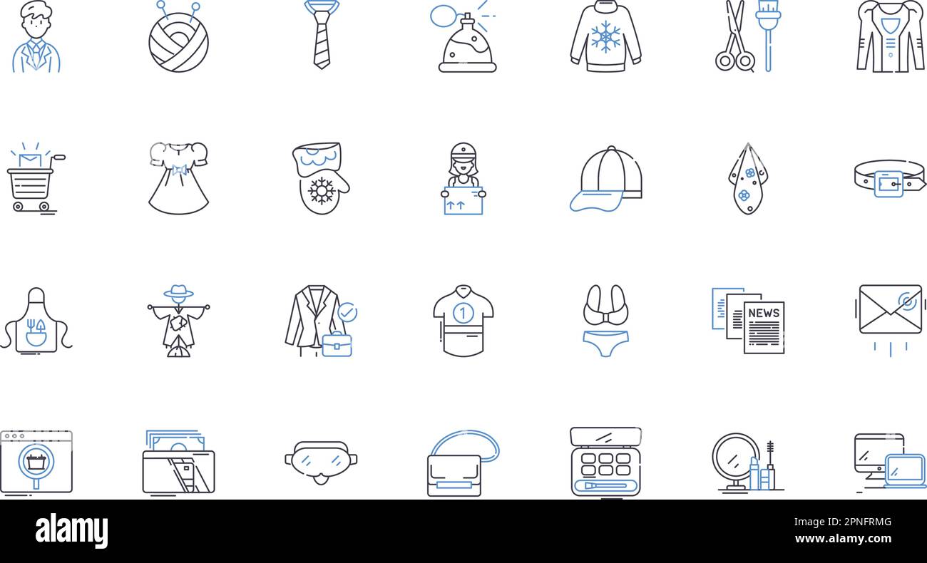 Displaying line icons collection. Showcase, Exhibit, Present, Demonstrate, Flaunt, Parade, Air vector and linear illustration. Broadcast,Reveal,Unveil Stock Vector