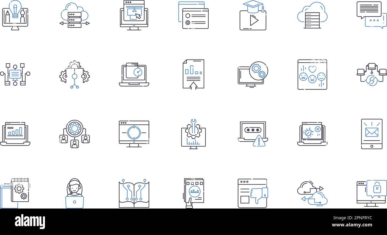 Artificial intelligence line icons collection. Robotics, Automation, Machine Learning, Neural Nerks, Algorithms, Big Data, Deep Learning vector and Stock Vector