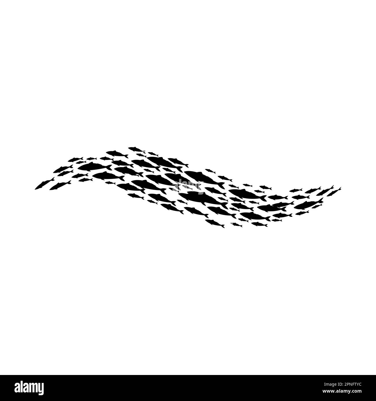 Wave shoal and fish school. Reef environment and water life, aquatic