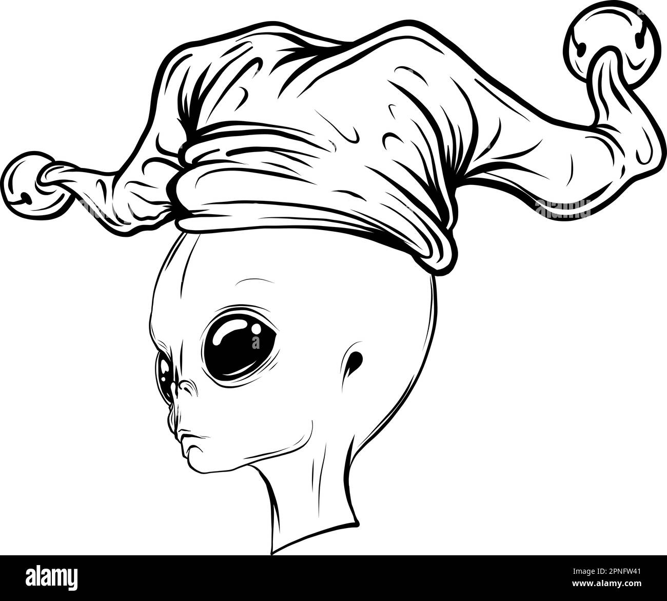 Vintage monochrome alien face concept isolated vector illustration Stock Vector