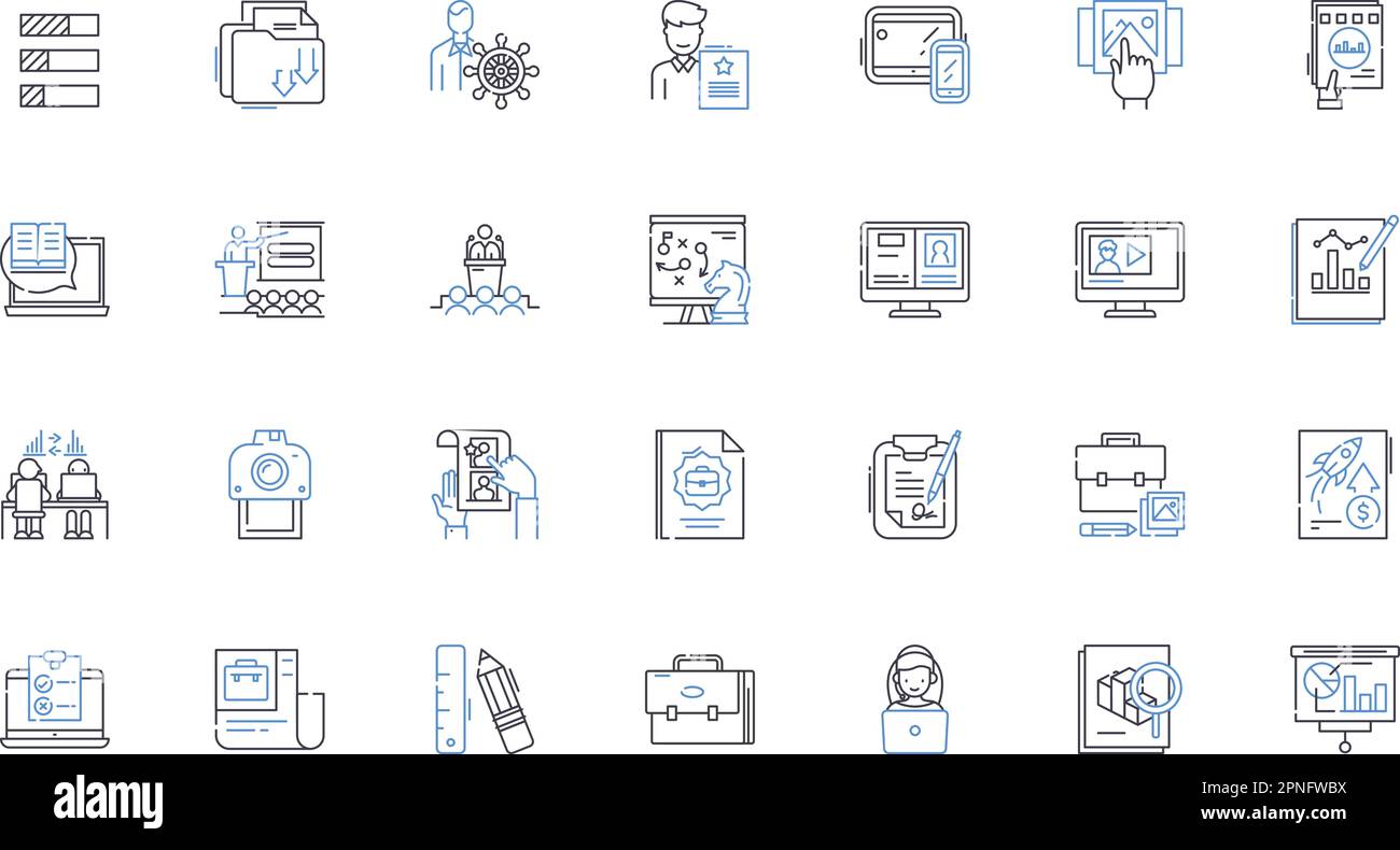 Exhibit line icons collection. Display, Gallery, Showcase, Collection ...