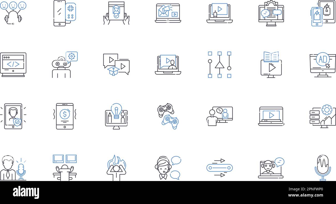 Computer vision line icons collection. Recognition, Processing, Detection, Classification, Segmentation, Analysis, Tracking vector and linear Stock Vector