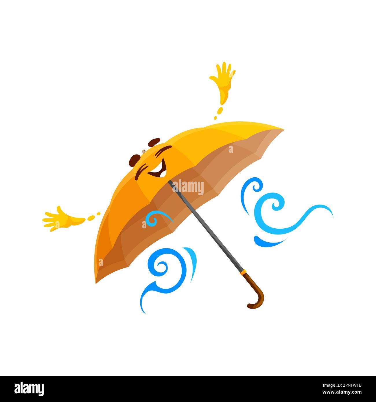 Cartoon umbrella character, charming vector parasol with smiling face