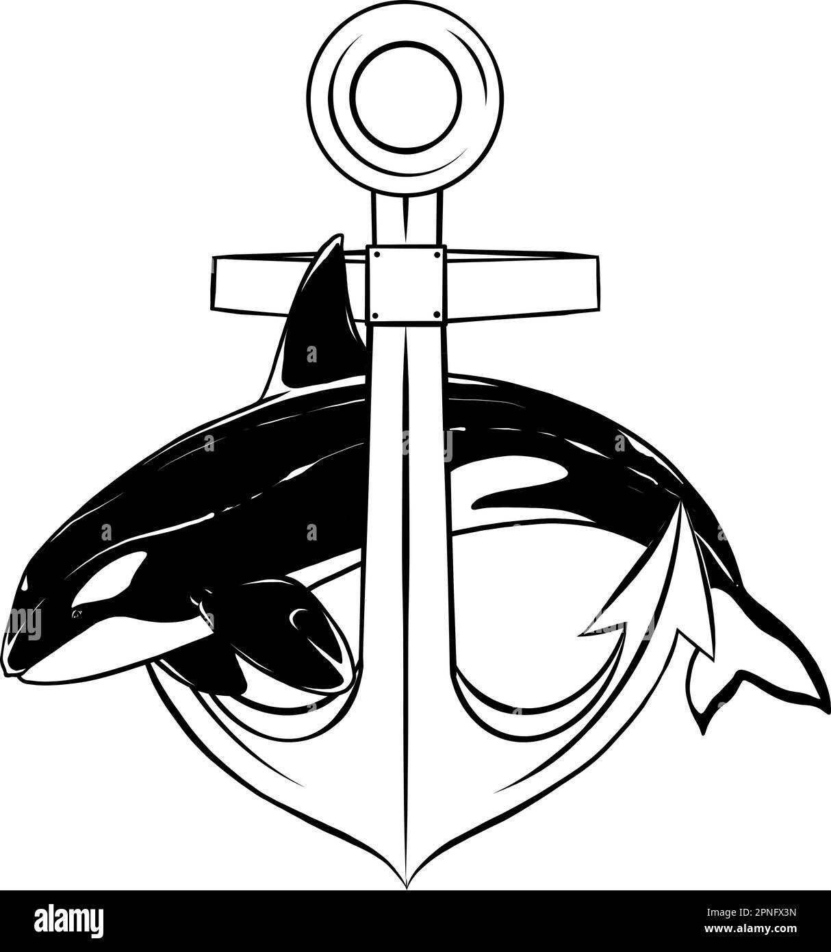 vector illustration of Orca Logo Monochrome Killer Whale Design Stock Vector