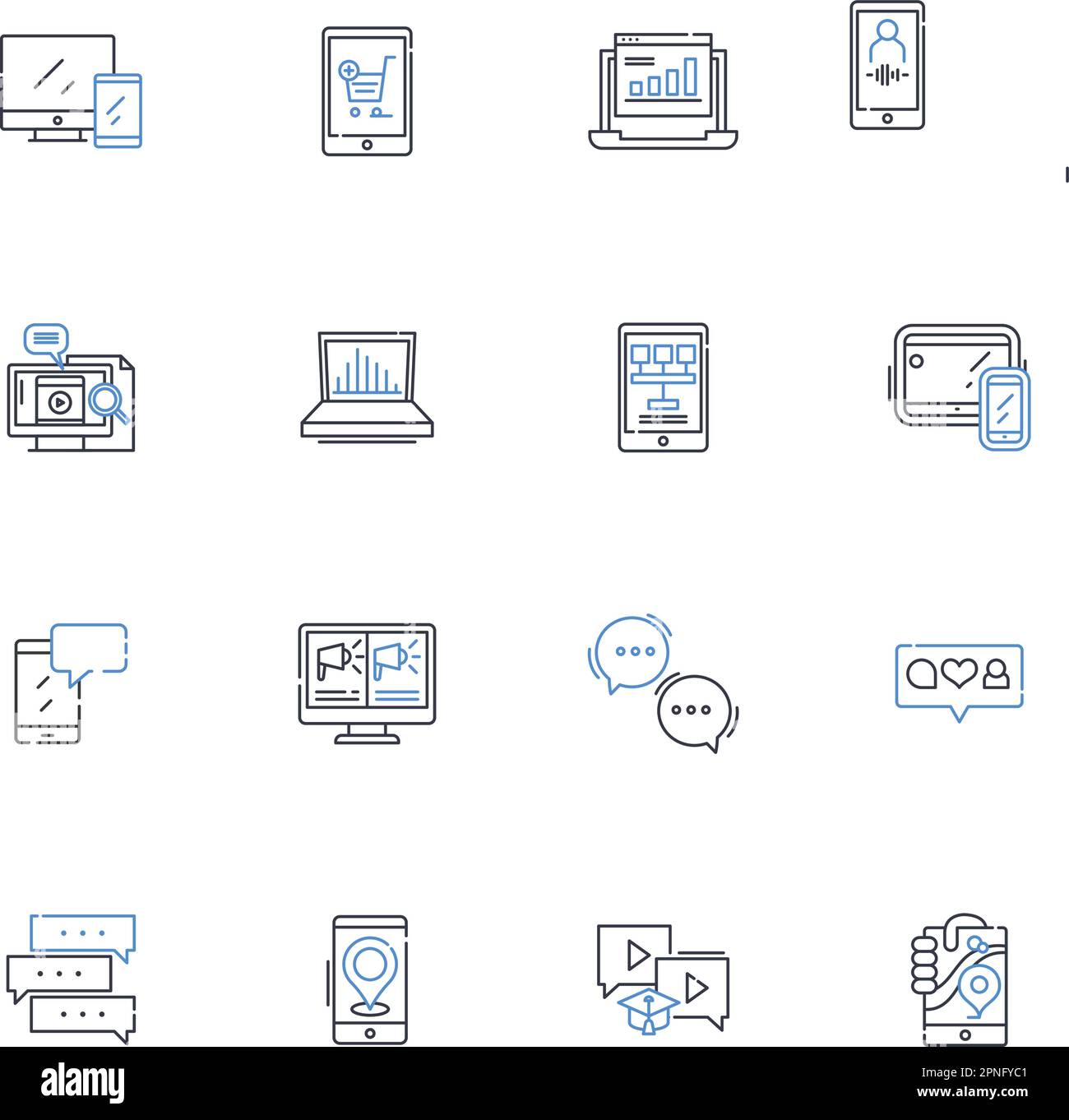 Mobile communicator line icons collection. Smartph, Cellph, Mobile