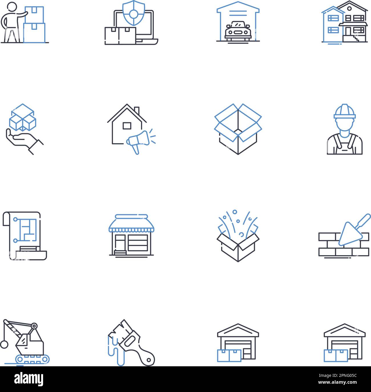 Structural design line icons collection. Stability, Framework, Loadbearing, Shear, Truss