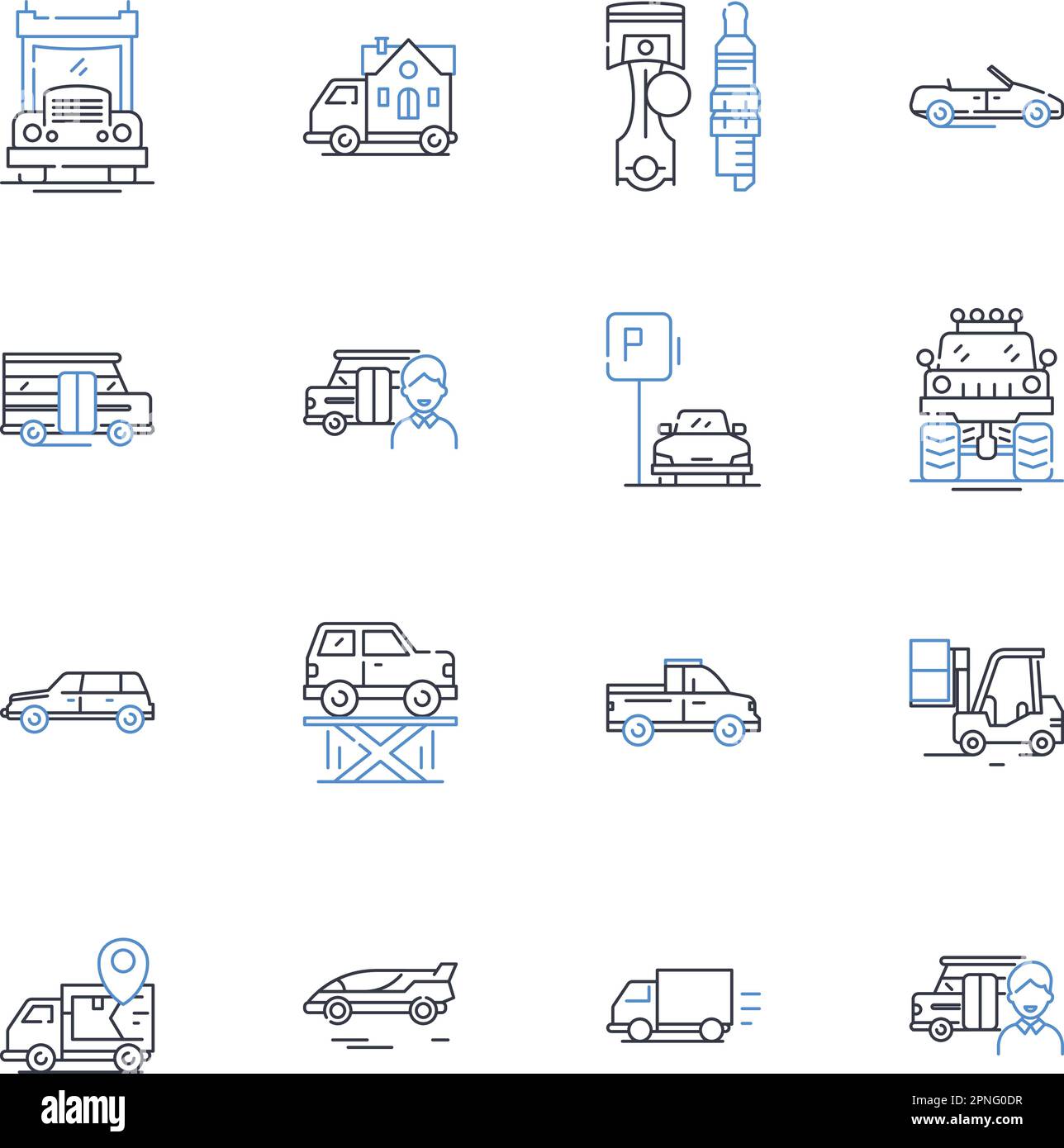 Transit line icons collection. Commuting, Public transit, Transportation, Traveling, Subway, Bus, Train vector and linear illustration. Rail,Transit Stock Vector