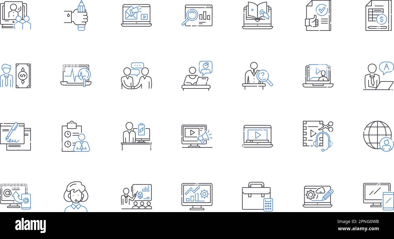 Productivity and output line icons collection. Efficiency, Time-management, Focus, Prioritization, Streamlining, Effectiveness, Workflow vector and Stock Vector