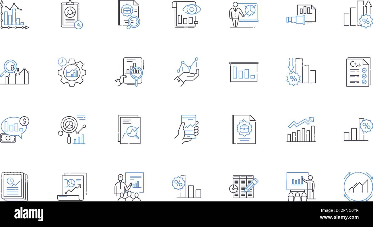 Data Science line icons collection. Prediction, Analytics, Visualization, Machine Learning, Clustering, Regression, Big Data vector and linear Stock Vector