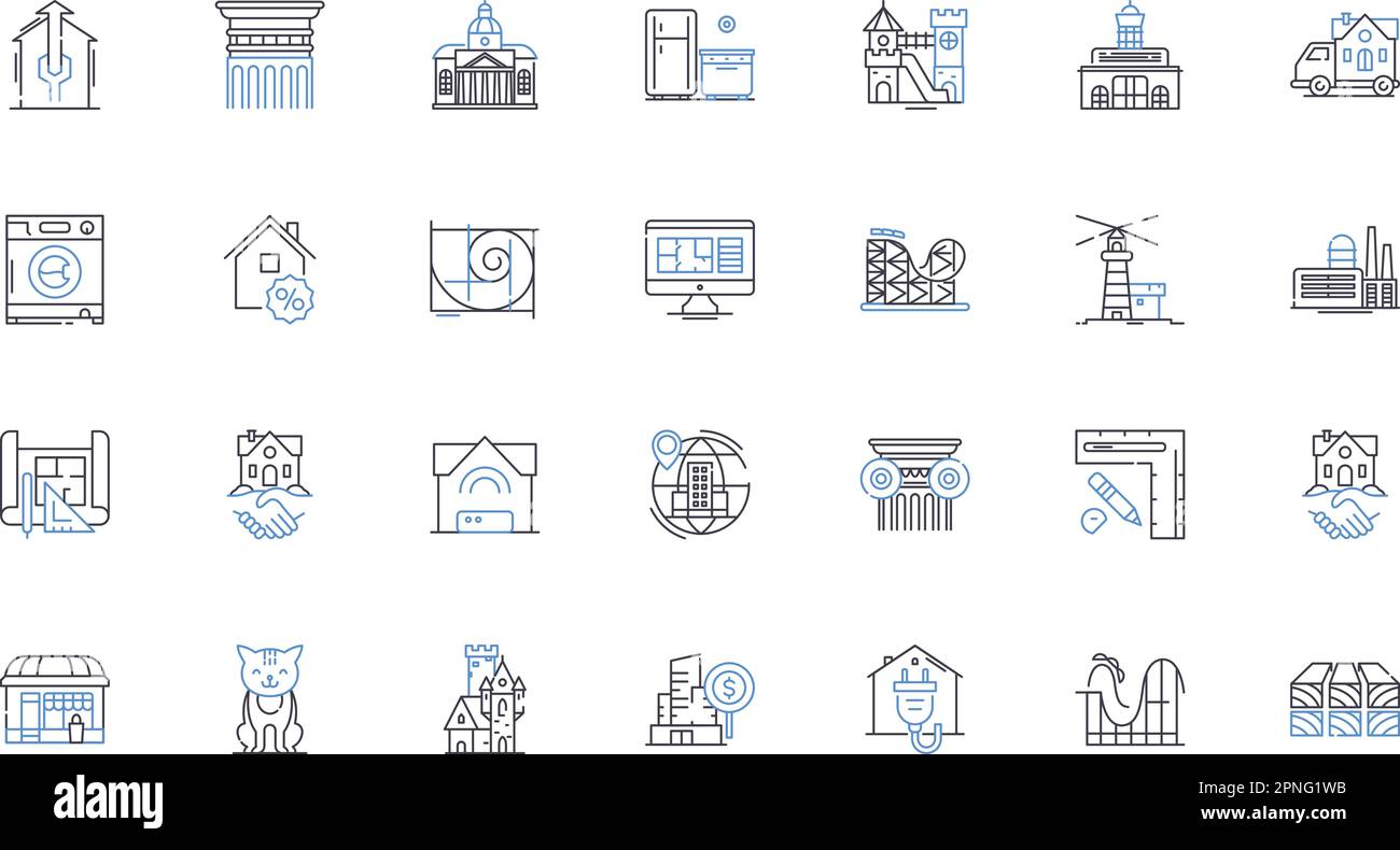 Hospitality services line icons collection. Accommodation, Catering, Reception, Housekeeping, Concierge, Entertainment, Tourism vector and linear Stock Vector