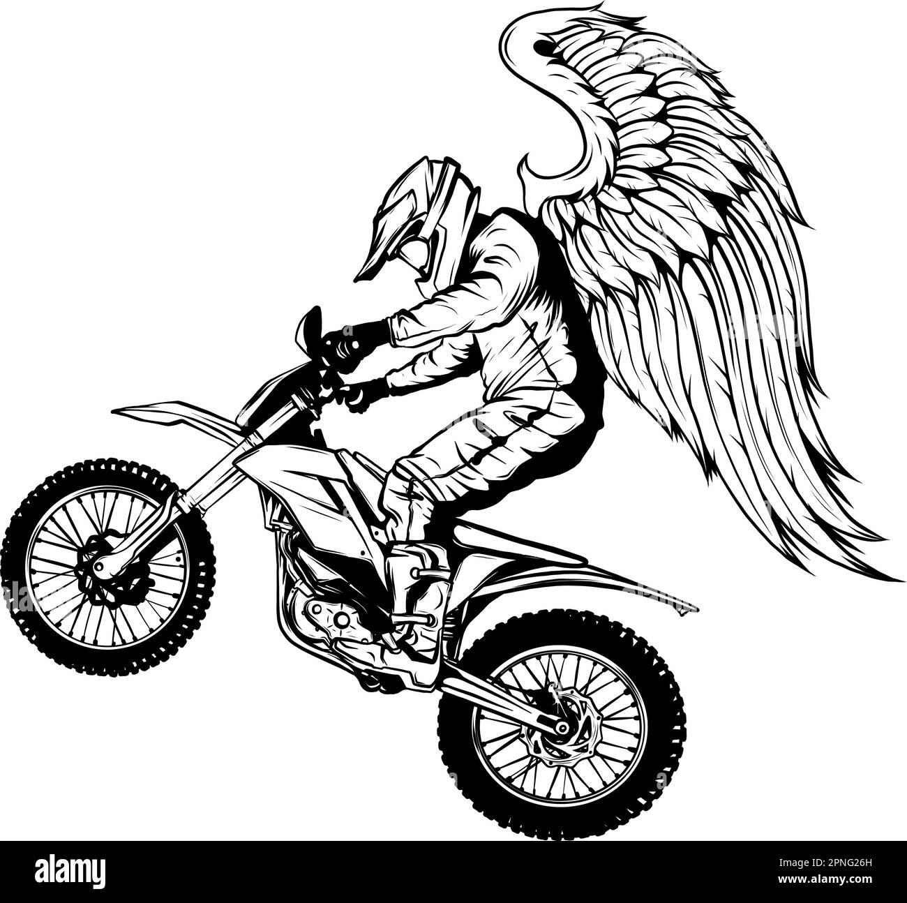 monochrome Motocross wing vector illustration on white background Stock ...