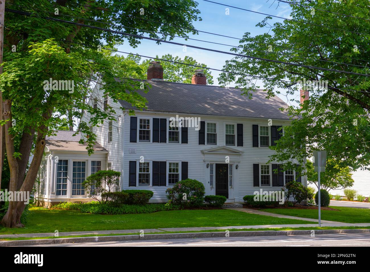 Lewis P. Gleason Homestead at 31 Great Road in historic town center of Bedford, Massachusetts MA, USA. Stock Photo