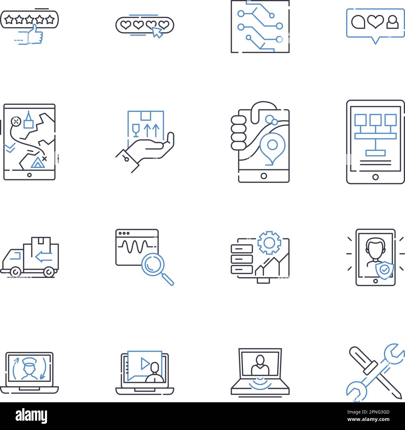 Nature and environment line icons collection. Trees, Mountains, Rivers ...