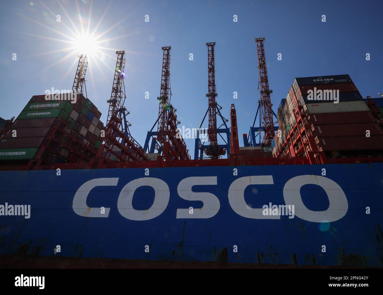 Hamburg, Germany. 17th Apr, 2023. The container ship 