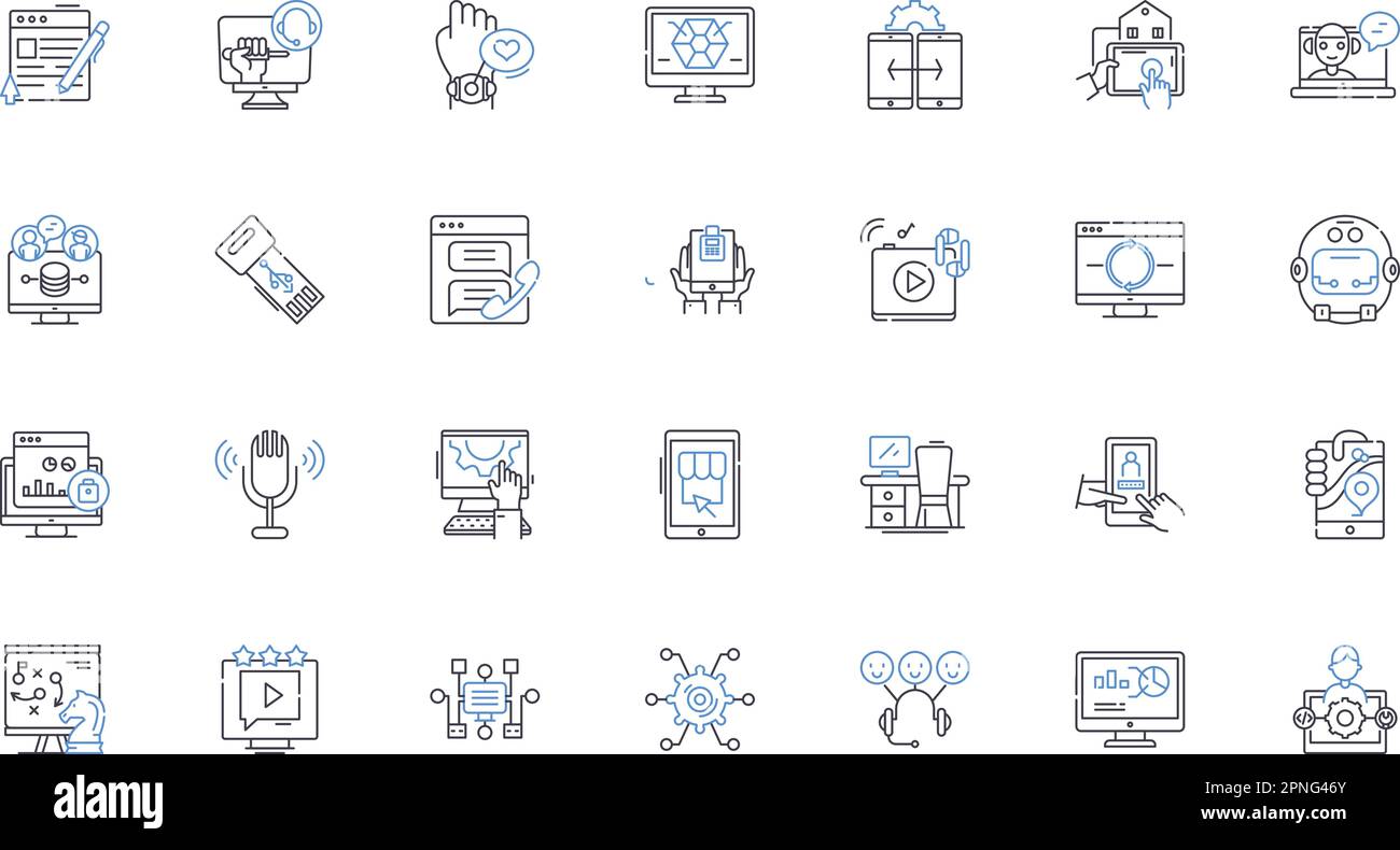 Cybersecurity intelligence line icons collection. Threats, Breaches, Hacks, Malware, Vulnerabilities, Pentesting, Encryption vector and linear Stock Vector