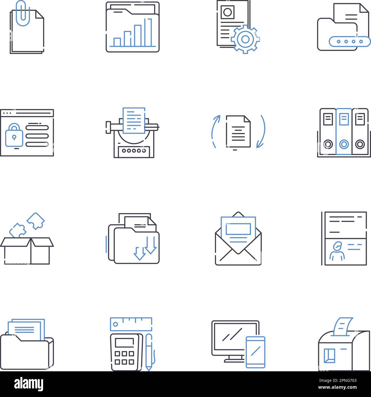 Orchestrating plan line icons collection. Coordination, Communication ...