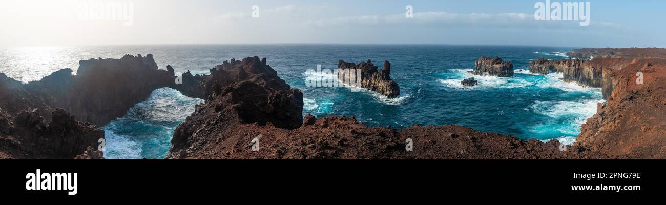 El Hierro Island. Canary Islands, panoramic view at the Arco de la Tosca incredible natural monument of an arch Stock Photo