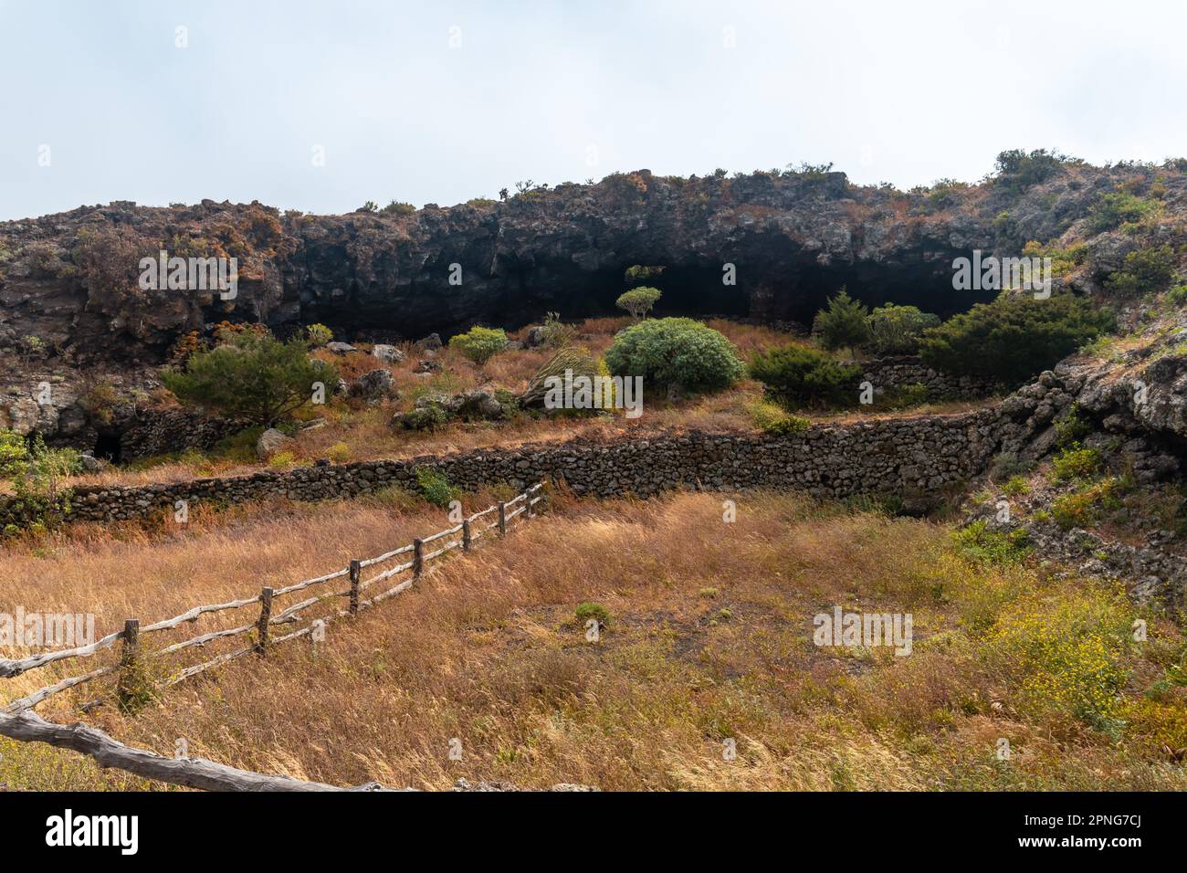 El Hierro Island. Canary Islands, landscape at the entrance of the Virgen cave, El Caracot Stock Photo