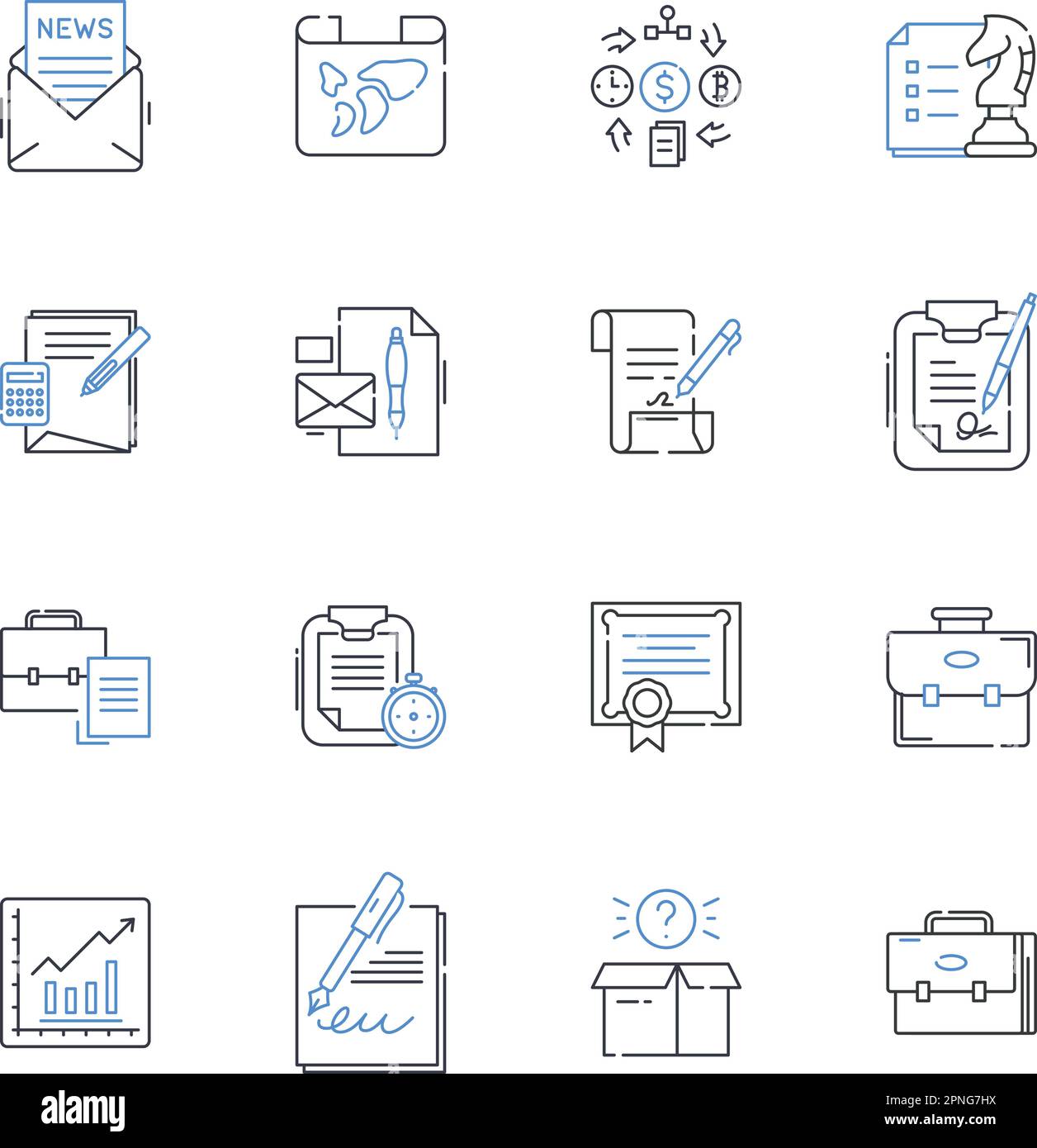 Manufacturing files line icons collection. Automation, Assembly, Fabrication, Machining, Prototyping, Tooling, Precision vector and linear Stock Vector