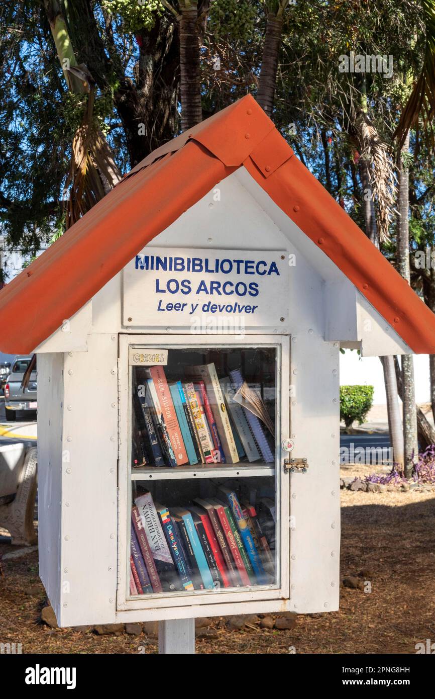 San Jose, Costa Rica, A little free library in Los Arcos, a gated community in the suburbs of San Jose Stock Photo