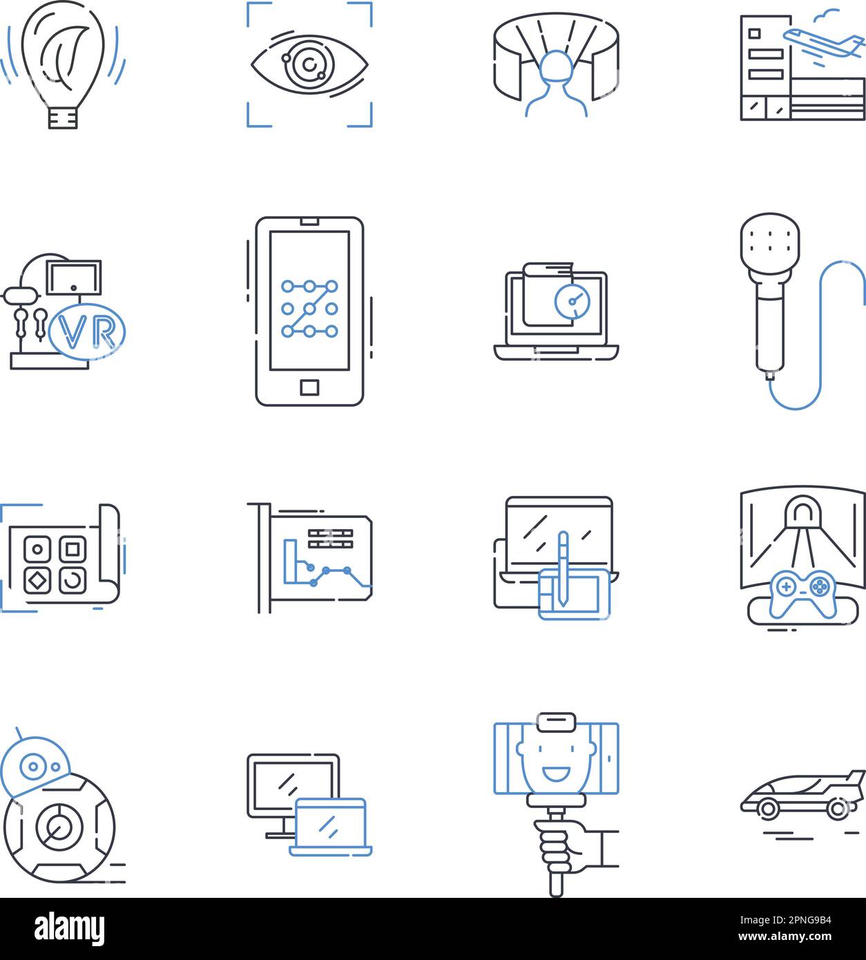 Hi-fi emporium line icons collection. Amplifiers , Record players, Speakers, Subwoofers, Turntables, Phonographs, Receivers vector and linear Stock Vector