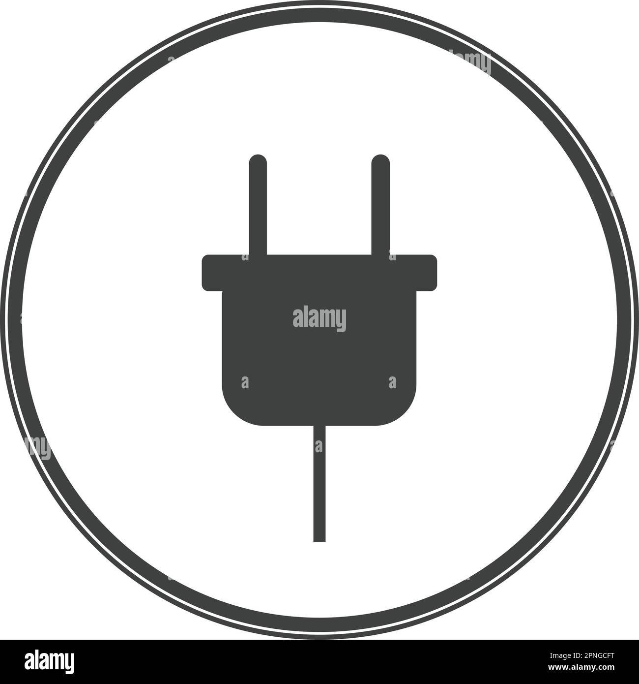 black plug electric adapter socket icon on white Stock Vector
