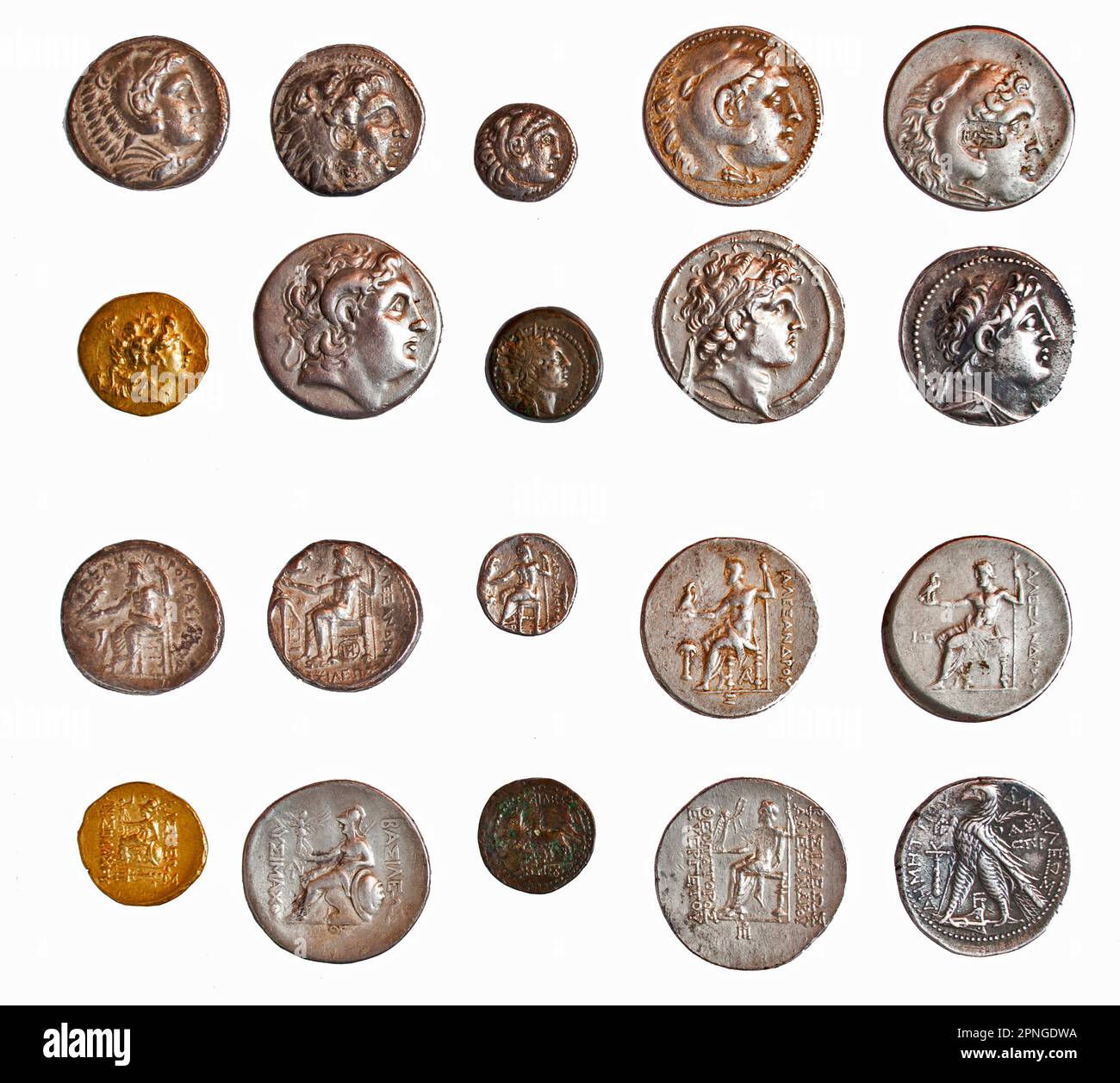 Ancient Greek coins 3rd 1st century BCE. depicting Alexander the