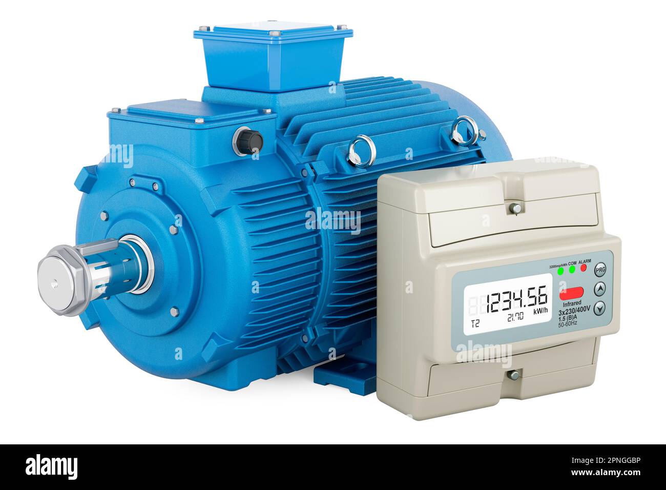 Electric meter with electric motor, 3D rendering isolated on white background Stock Photo Alamy